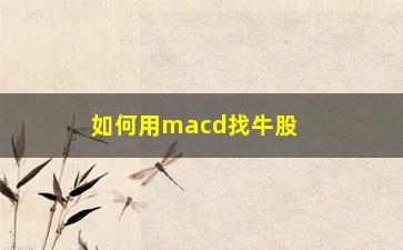 “如何用macd找牛股